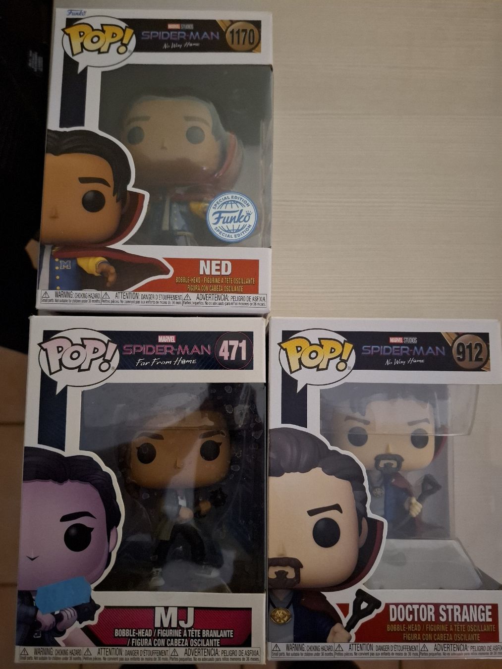 Funko Statuette: Funko Pop Spider-Man: Ned, MJ e Doctor Strange - Set! – Usato da Monte Carasso venduto da Buttefly