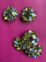 Vintage Demi Parure Brosche Ohrclips signiert