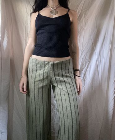 Low waist wide leg baggy Stoffhose