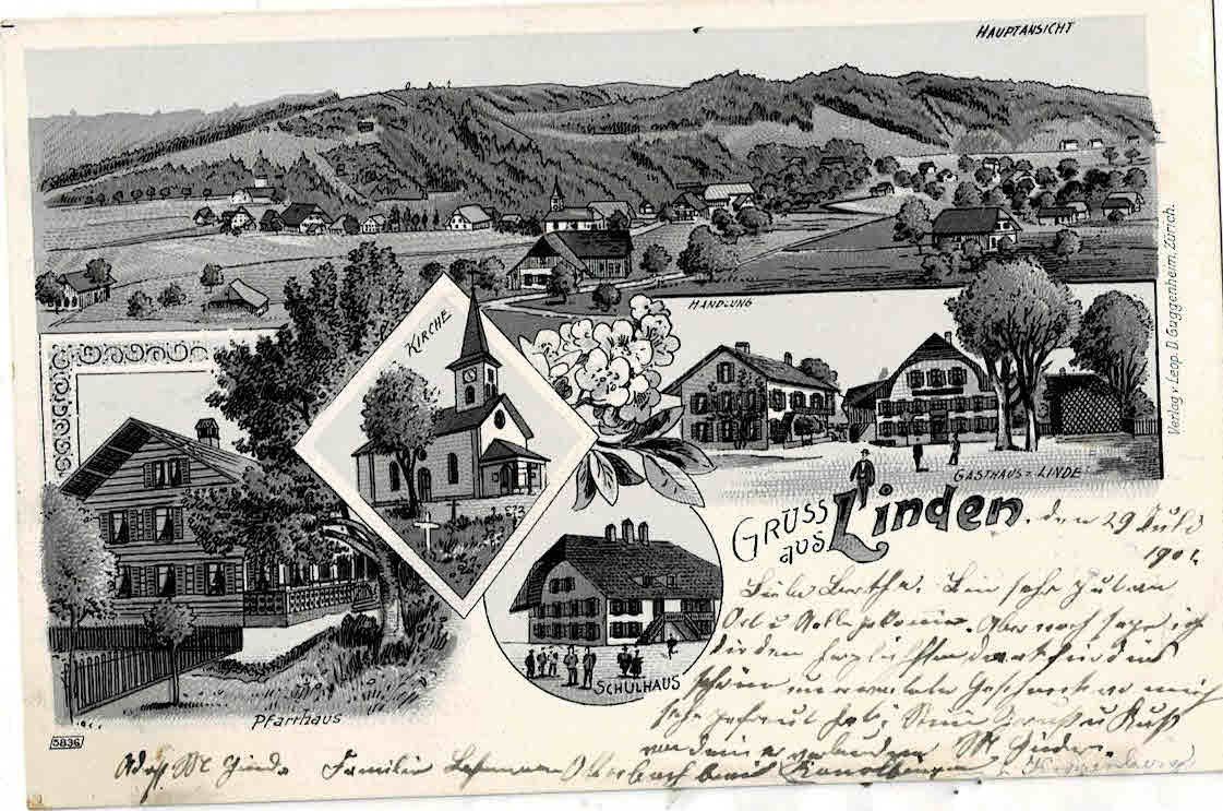 Ansichtskarten: Gruss aus Linden  1901 – Gebraucht aus Sulz AG von Oberdanne8