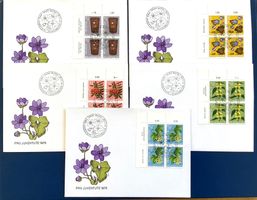 1975 Pro Juventute FDC Satz Im Viererböcke Tabs + Eckrand