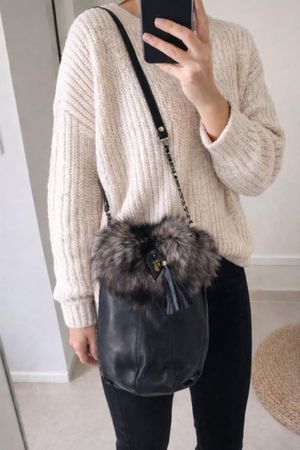 Sac à main en cuir & fourrure