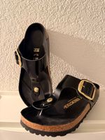 Birkenstock Gizeh Gr. 38 schwarz mit goldener Schnalle