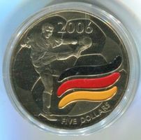Farbmünze "Fussball WM 2006. 5 $ Liberia".