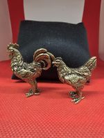 Deko Figuren Hahn und Henne Metall goldfarben Set 2 tlg