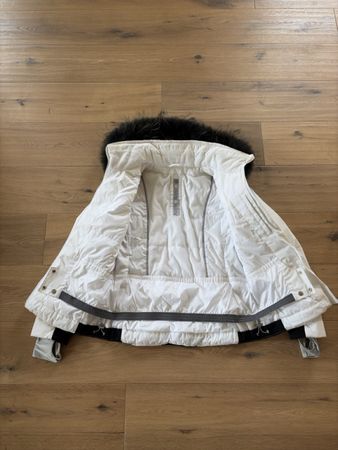 LadiPoivre Blanc Ski Jacket White/Black with Fur Hood, Size