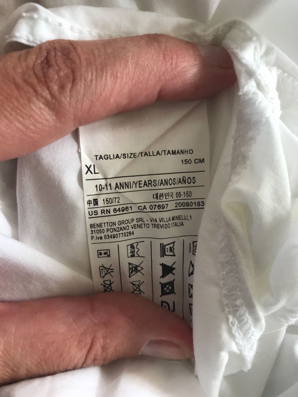 Benetton Camicie, T-shirt & Polo: Hemd lang weiss BENETTON Gr. 10/11 – Usato da Mauren venduto da SB1606 1