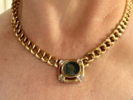 Elegante Vintage CINER Halskette mit Münze, Goldfarben 48