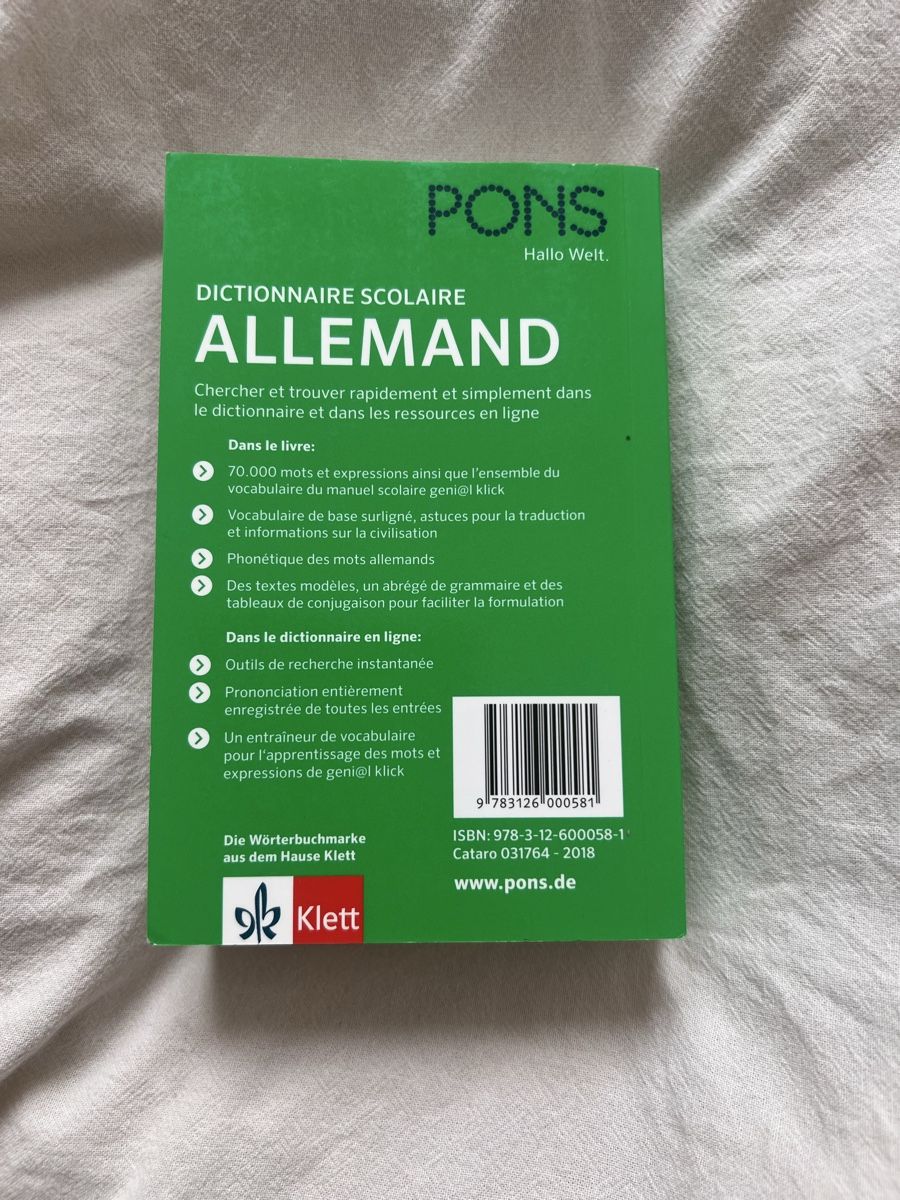 Libri: PONS dictionnaire scolaire allemand – Nuovo (secondo la descrizione) da Les Avanchets venduto da mar_xw5b 1