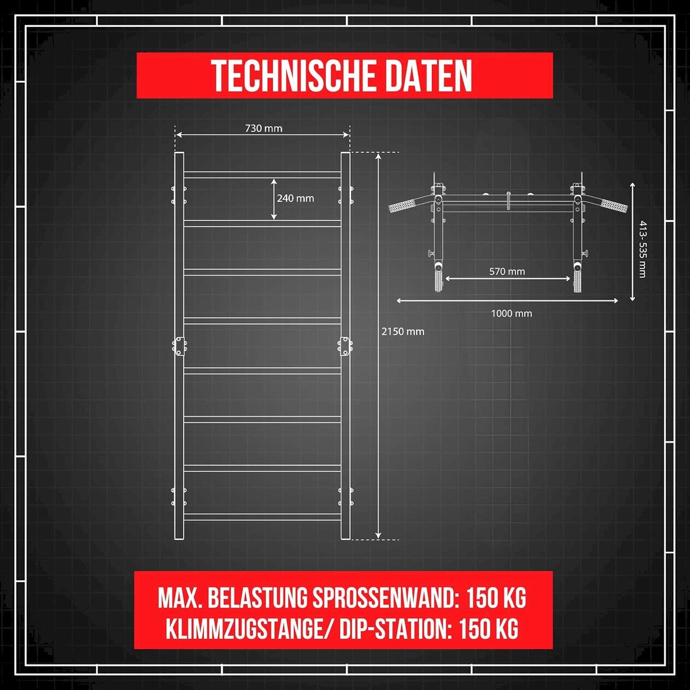 Küchengeräte: Sprossenwand + Klimmzustange/Dip Station – Neu und originalverpackt aus Bottighofen von zaap 8