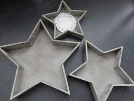 Holz Stern Schalen Tablett Dekoration 3x shabby chic x-mas