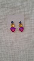boucles d'oreille coeur rose pour oreilles percées