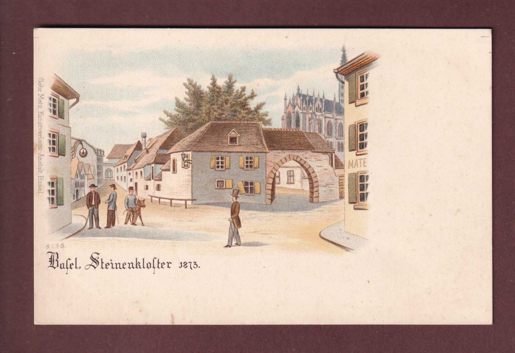 Cartoline postali: BASEL - Steinenkloster - Litho Metz – Usato da Pully venduto da nicecards