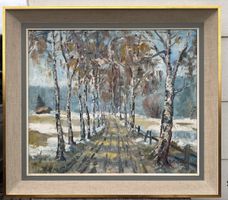 Gemälde Original Rudoli Hoßield Birkenallee Bad Wörishofen