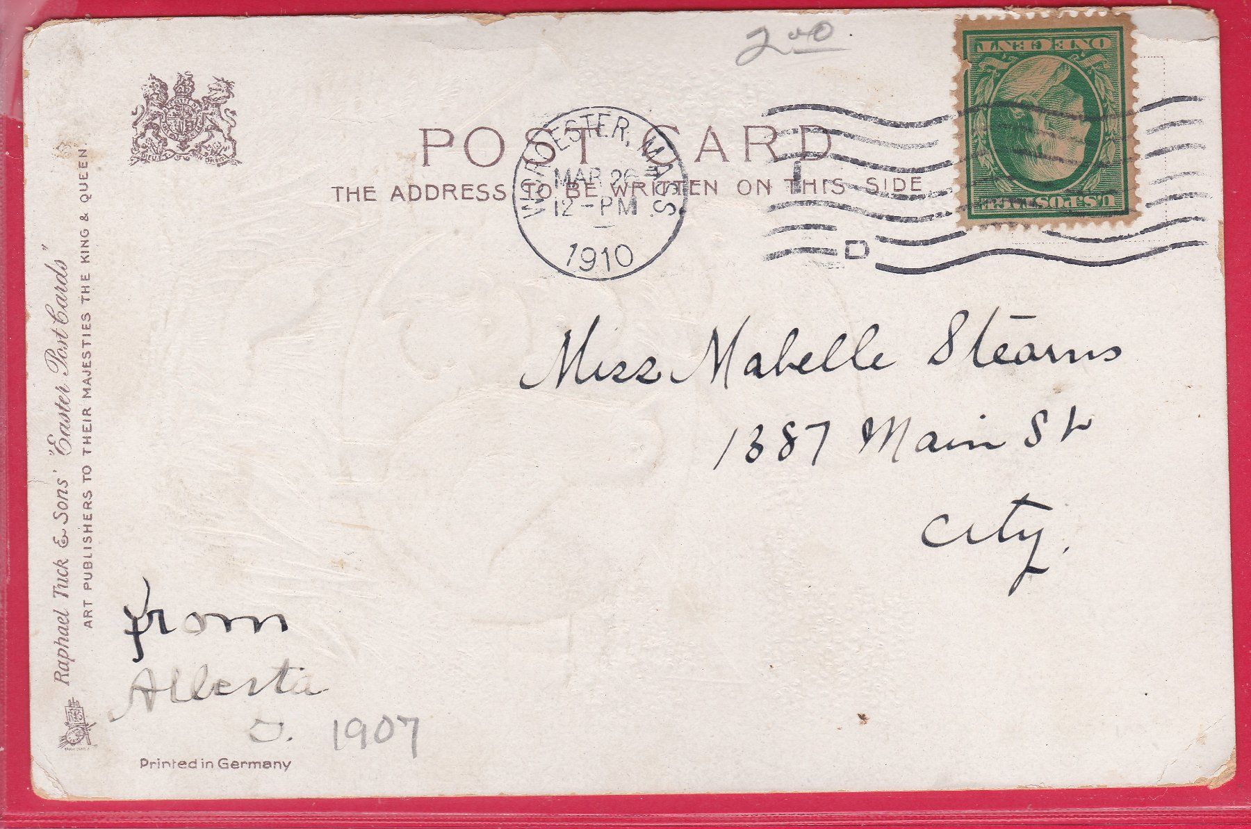 Cartoline postali: PRÄGEKARTE, LOVING EASTER WISHES, 26.3.1910 – Usato da Oberrieden venduto da Gebirgsstelze 1