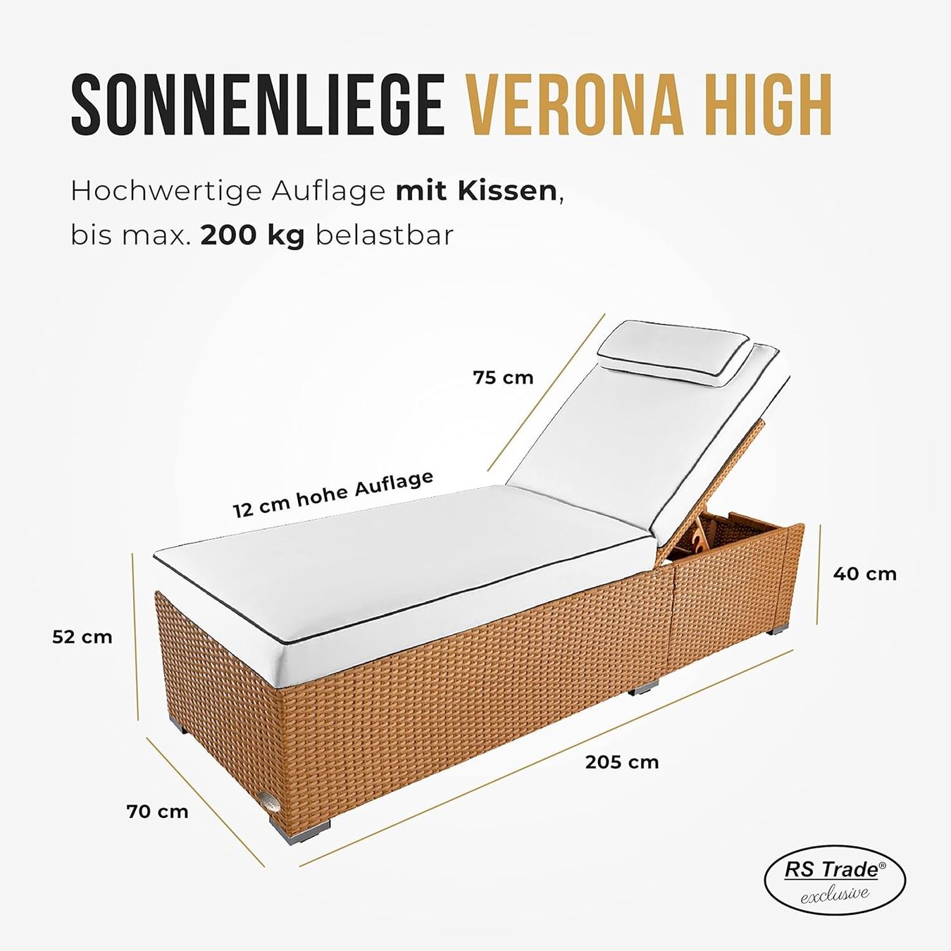 Attrezzatura professionale & Gastronomia: Sonnenliege Verona High mit Rollen – Nuovo e nell'imballaggio originale da Bottighofen venduto da zaap 5