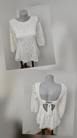 Peplum Spitzenbluse NA-KD Gr. 36, Rücken offen