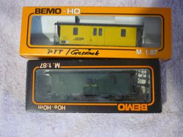 RhB Gepäckwagen 2 Stück  Bemo H0m