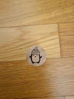 Winterlicher Stempel Pinguin mit Mütze, Holz, neu