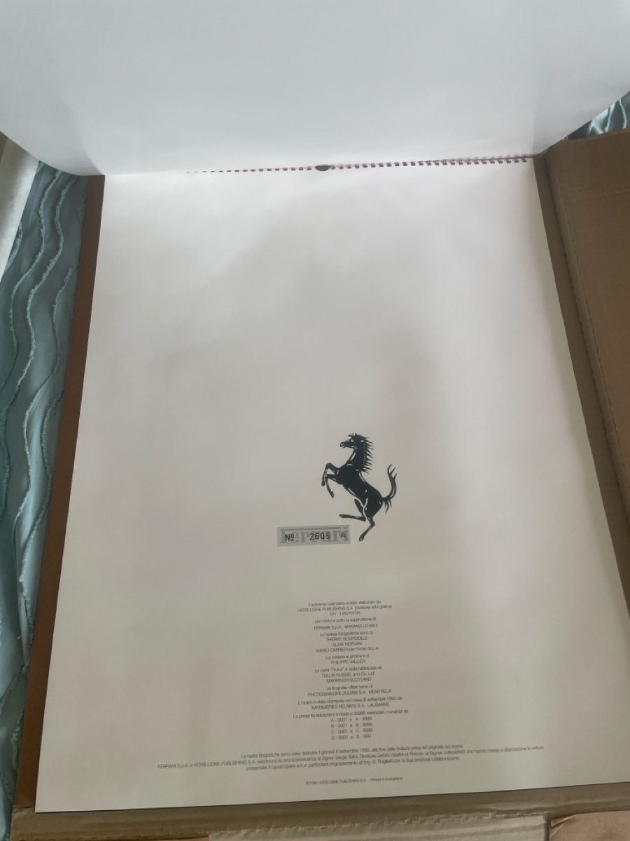 Ferrari Calendari: Calendrier Ferrari 1991 neuf – Nuovo e nell'imballaggio originale da Meyrin venduto da jul_km5p 1