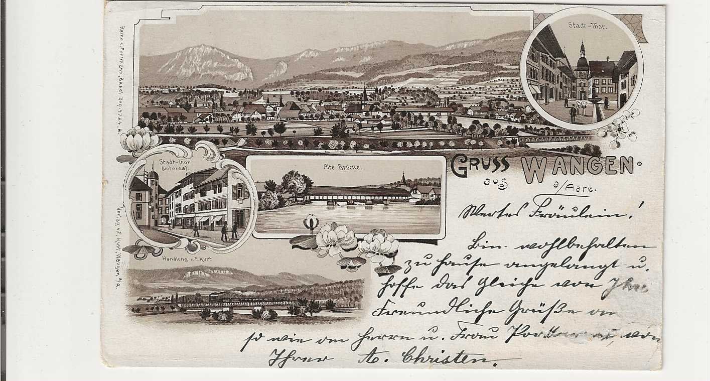 Ansichtskarten: Wangen an der Aare, Litho, , 1901 – Gebraucht aus Spiez von Niesen20
