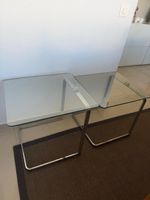 2er Set Glas Beistelltische mit Chromgestell