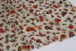 Stoff Viscosejersey h.beige/Blumen