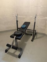 Taurus Fitness Bank & Langhatel-Ständer + Gewichtplatten 