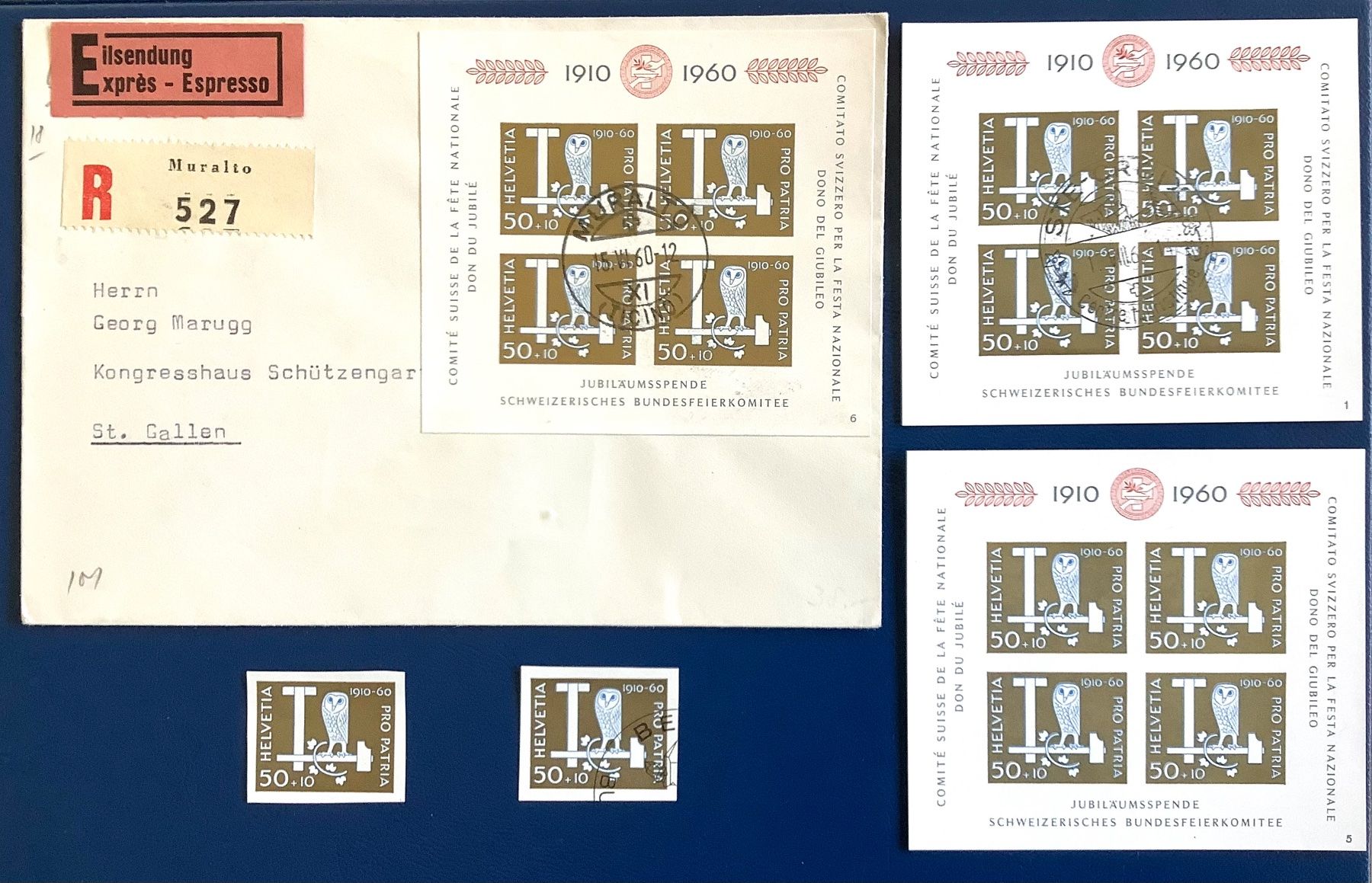 Tutti i francobolli: 1960 Patria Block auf Express Brief + Block +einzel ** gest. – Usato da Liestal venduto da Skunk02