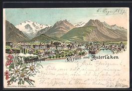 Litho Interlaken, Eisenbahn am Stadtrand