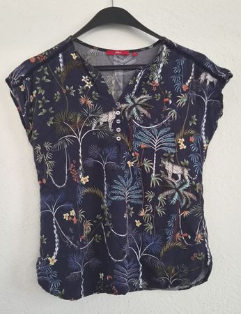 Bluse kurzarm S.Oliver 34 / XS dunkelblau Sommertop