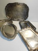 Konvolut alte versilberte Schalen Platten Serviertableau