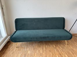 Elegantes Bettsofa / Schlafsofa - Samt Dunkelgrün
