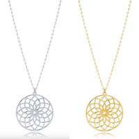Kette 925 Silber gold Lebensbaum layer fein Mandala 45+5cm