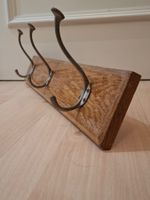 Vintage Garderobenständer aus Eiche 3verzierten Metallhaken