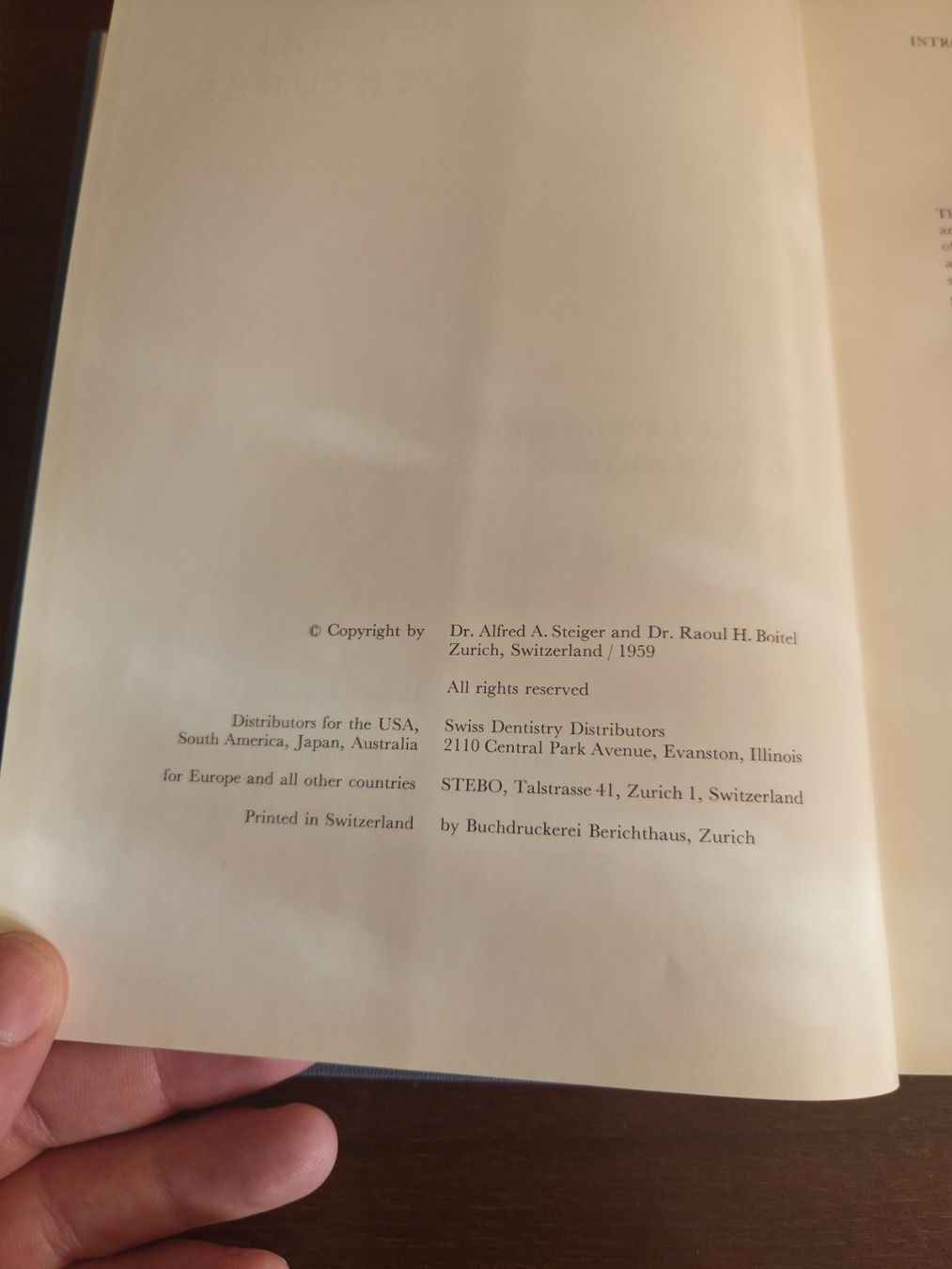 Libri: Steiger/Boitel – Partial Dentures 1959 – Widmung – Usato da Aldesago venduto da lusuardi 6