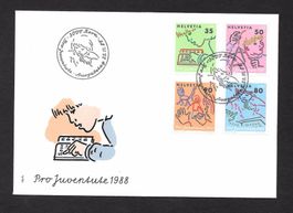 FDC Pro Juventute Serie 1988 J307 - J310 ET Bern 25.11.1988