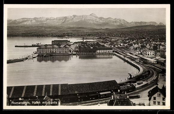 Cartoline postali: AK Romanshorn, Hafenansicht mit Säntis – Usato da Berlin venduto da bartko-reher