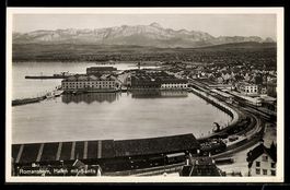 AK Romanshorn, Hafenansicht mit Säntis