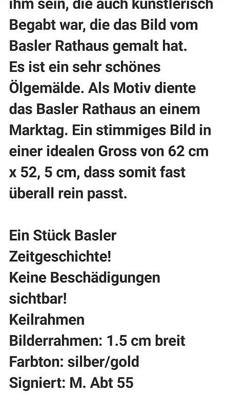 Dipinti: M.Abt Oelgemälde basler marktplatz,1955 – Usato da Riehen venduto da harald13 3