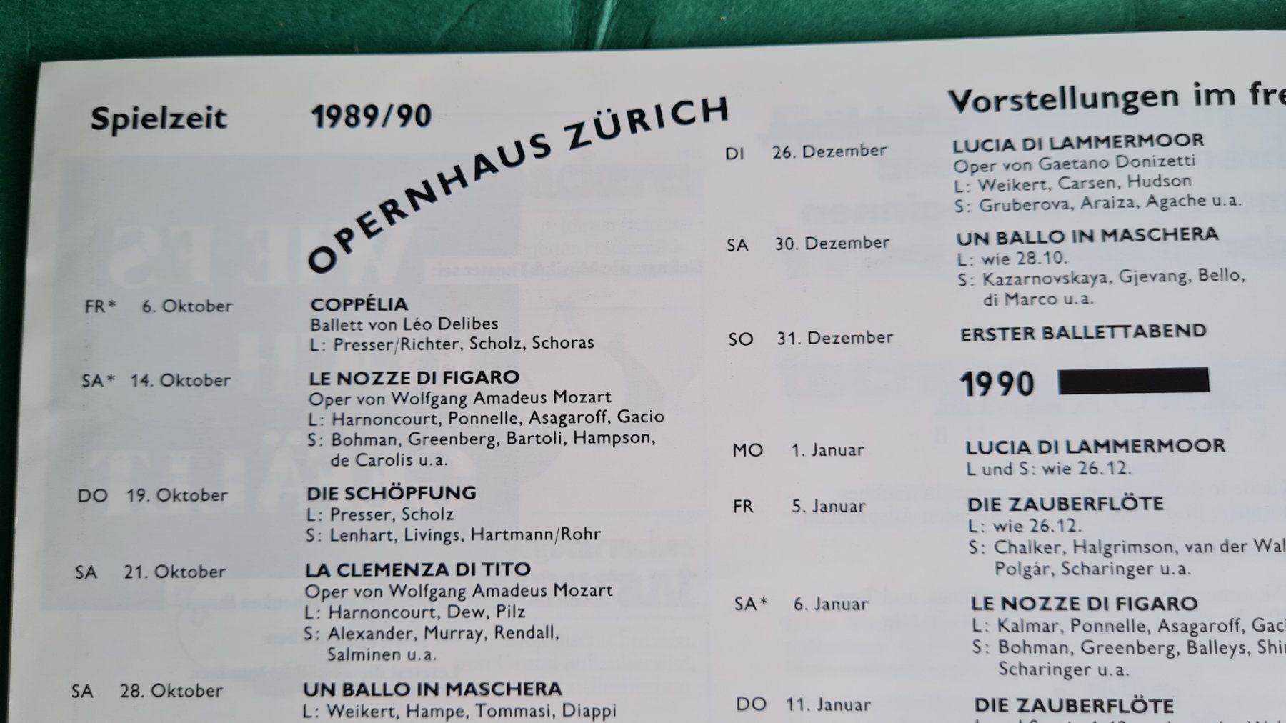 Dokumente: Nabucco: Original Programmheft Opernhaus Zürich Saison 89/90 – Gebraucht aus Steinhausen von mesa11 1
