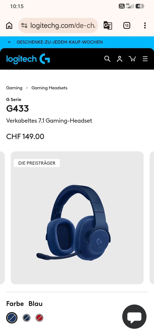 Logitech Cuffie: Logitech G433 Gaming Headset Kopfhörer - fast neu – Nuovo (secondo la descrizione) da Ebikon venduto da brombomboli 5