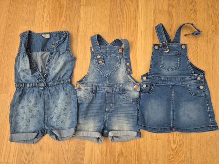 Sommer Set: Jeanskleid, Jeanshorts, Jeans Jumpsuit, Gr. 92
