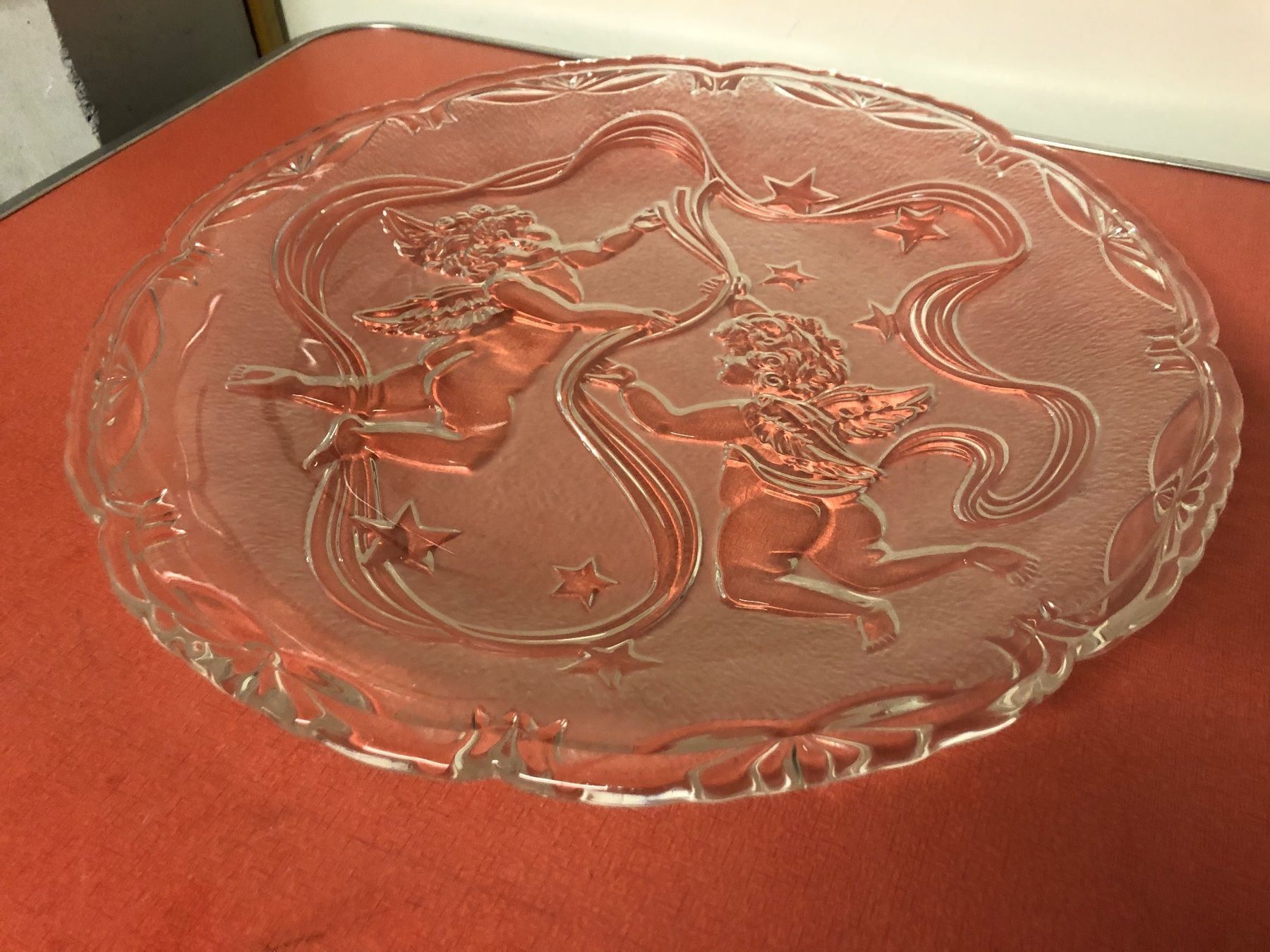 Servierplatten: Tolle Glas Schale mit zwei Engel – Gebraucht aus Lanzenhäusern von vic63 2