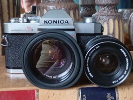 Konica Auto reflex T3 + Hexanon 50mm + 28mm Screw on Filters