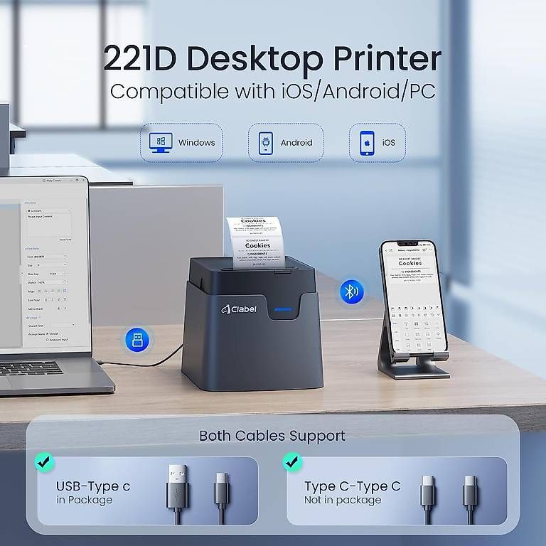 Stampanti: CLABEL 221D Bluetooth Etikettendrucker Thermo – Nuovo (secondo la descrizione) da Kreuzlingen venduto da Best-Deal-Oase 3