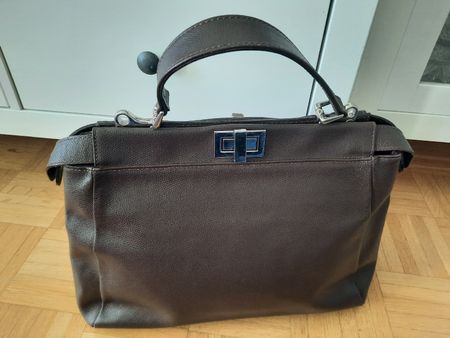 Handtasche Genuine Leather braun Made in Italy Top