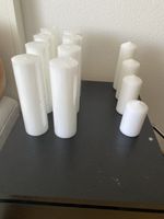  Stumpenkerzen  weiss, verschiedene Grössen