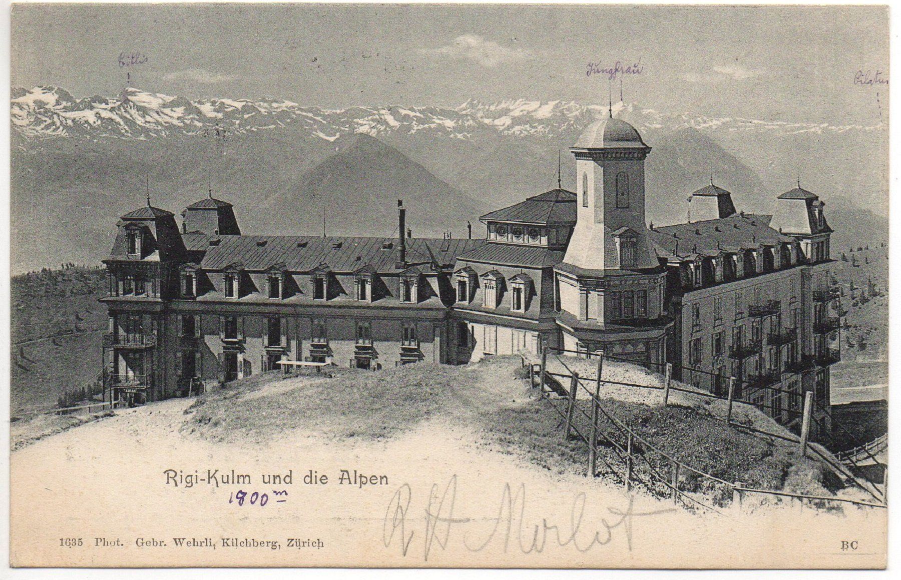 Cartoline postali: RIGI-KULM und die Alpen 1903 – Usato da Jona venduto da philajona