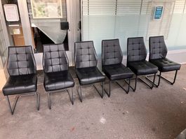 6 Stk. HELA Braga Freischwinger Stuhl Leder schwarz